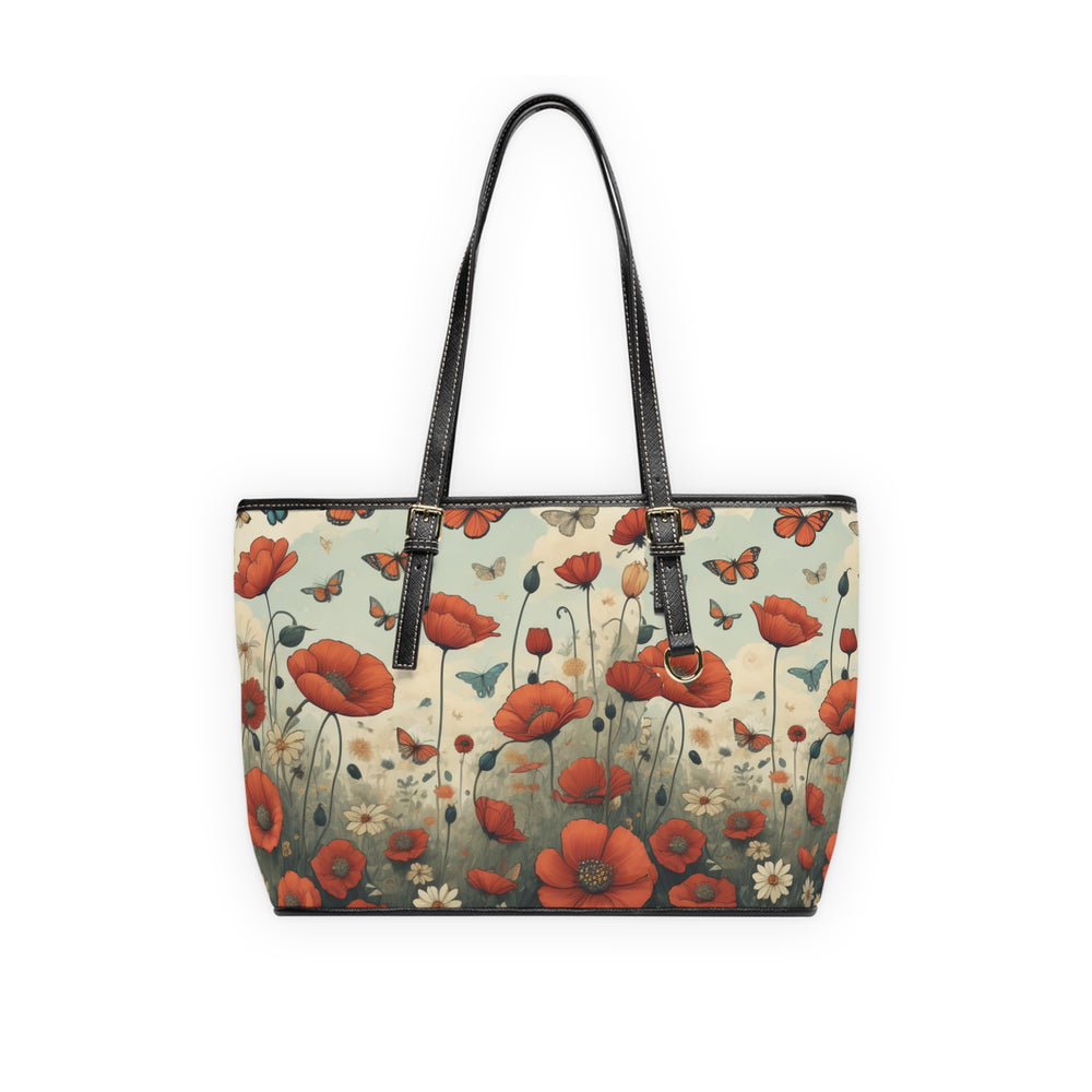 "Field of Poppies" Art House Couture Garden Vegan Leather Shoulder Bag