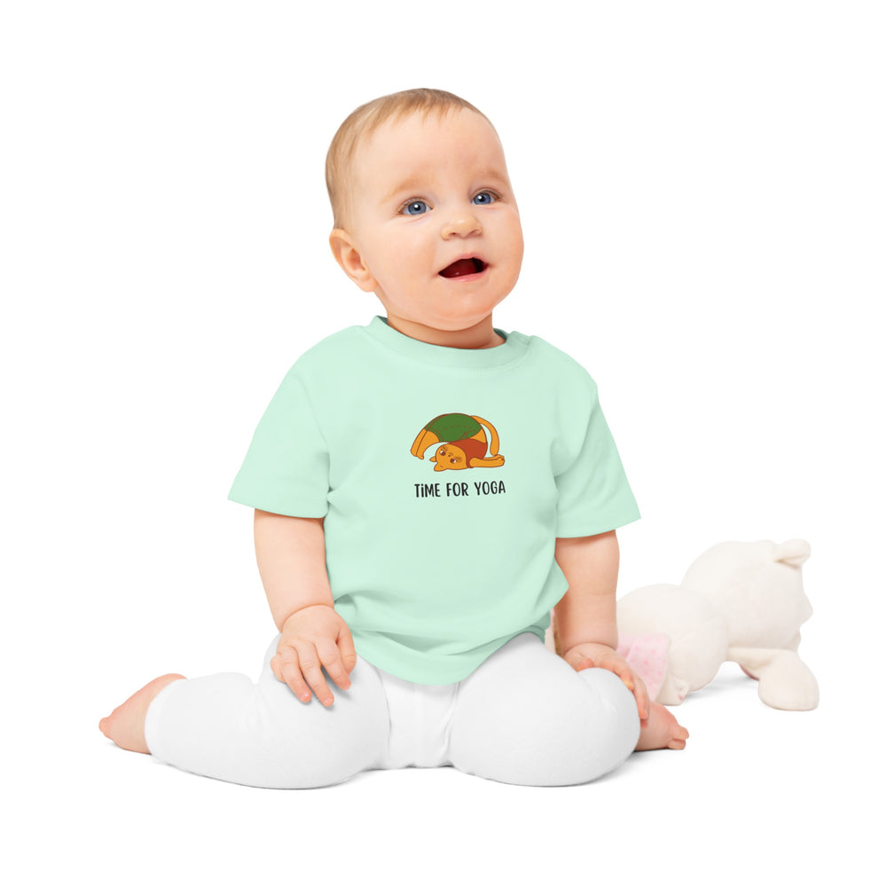 "Time for Yoga" ORGANIC Baby T-Shirt Infant nature soft trendy Kawaii cute cats baby shower