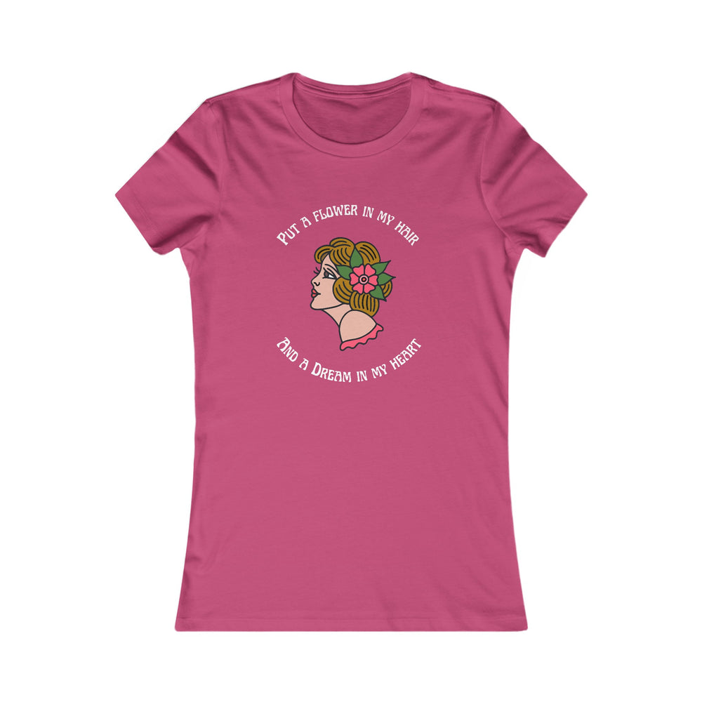 Put a Flower in my Hair Women's Favorite Cotton Tee Tattoo Design Profile Dreams in My Heart Trendy Fashion Comfy Cute