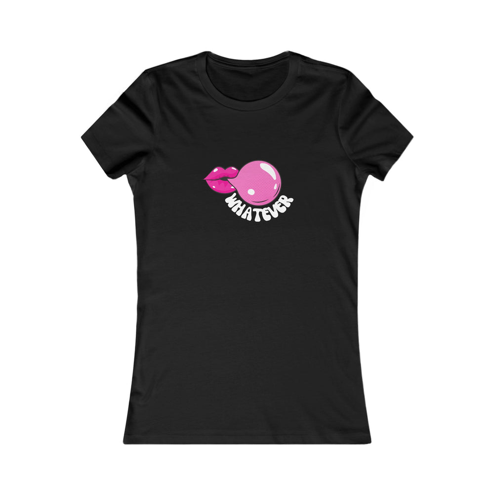 Whatever Lips Women's Favorite Tee Premium Fitted Trendy Soft Modern Bubblegum Blowing Bubbles Sassy Cute Graphic