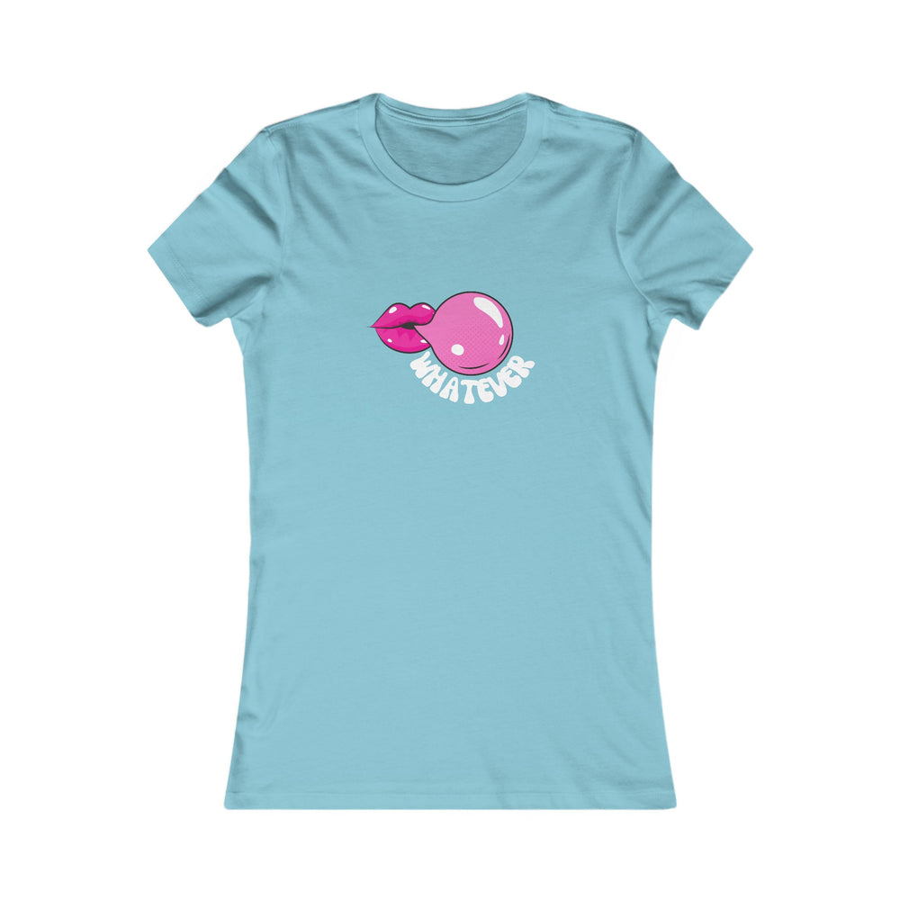 Whatever Lips Women's Favorite Tee Premium Fitted Trendy Soft Modern Bubblegum Blowing Bubbles Sassy Cute Graphic