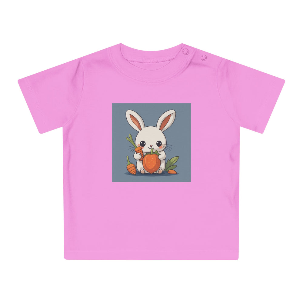 "Rabbit and Carrots" ORGANIC Baby T-Shirt Rabbit Cartoon Illustration Animal Kawaii Cute Graphic