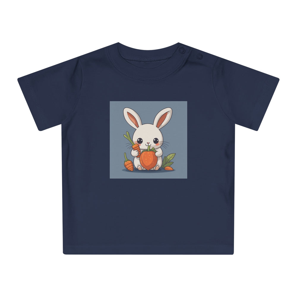 "Rabbit and Carrots" ORGANIC Baby T-Shirt Rabbit Cartoon Illustration Animal Kawaii Cute Graphic