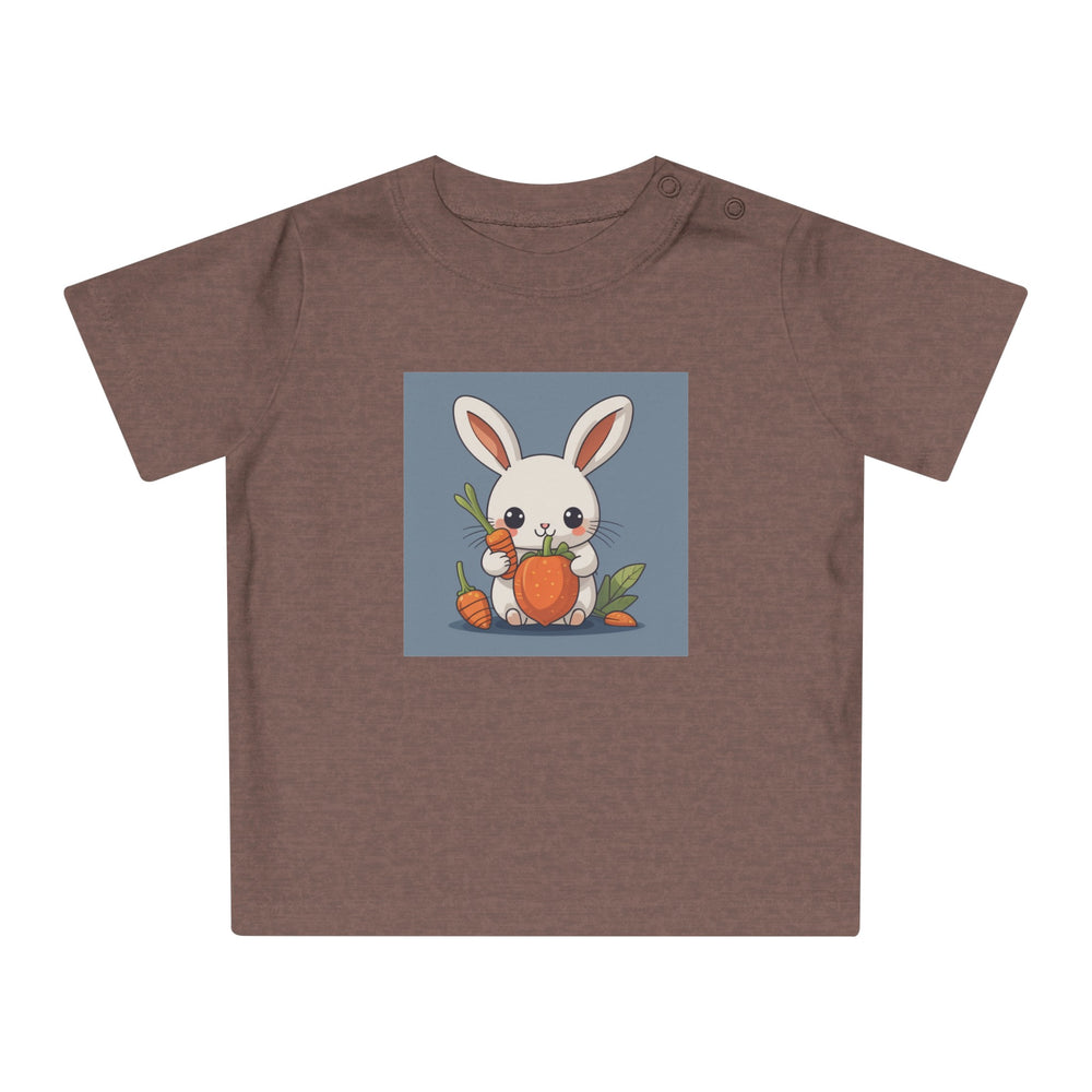 "Rabbit and Carrots" ORGANIC Baby T-Shirt Rabbit Cartoon Illustration Animal Kawaii Cute Graphic