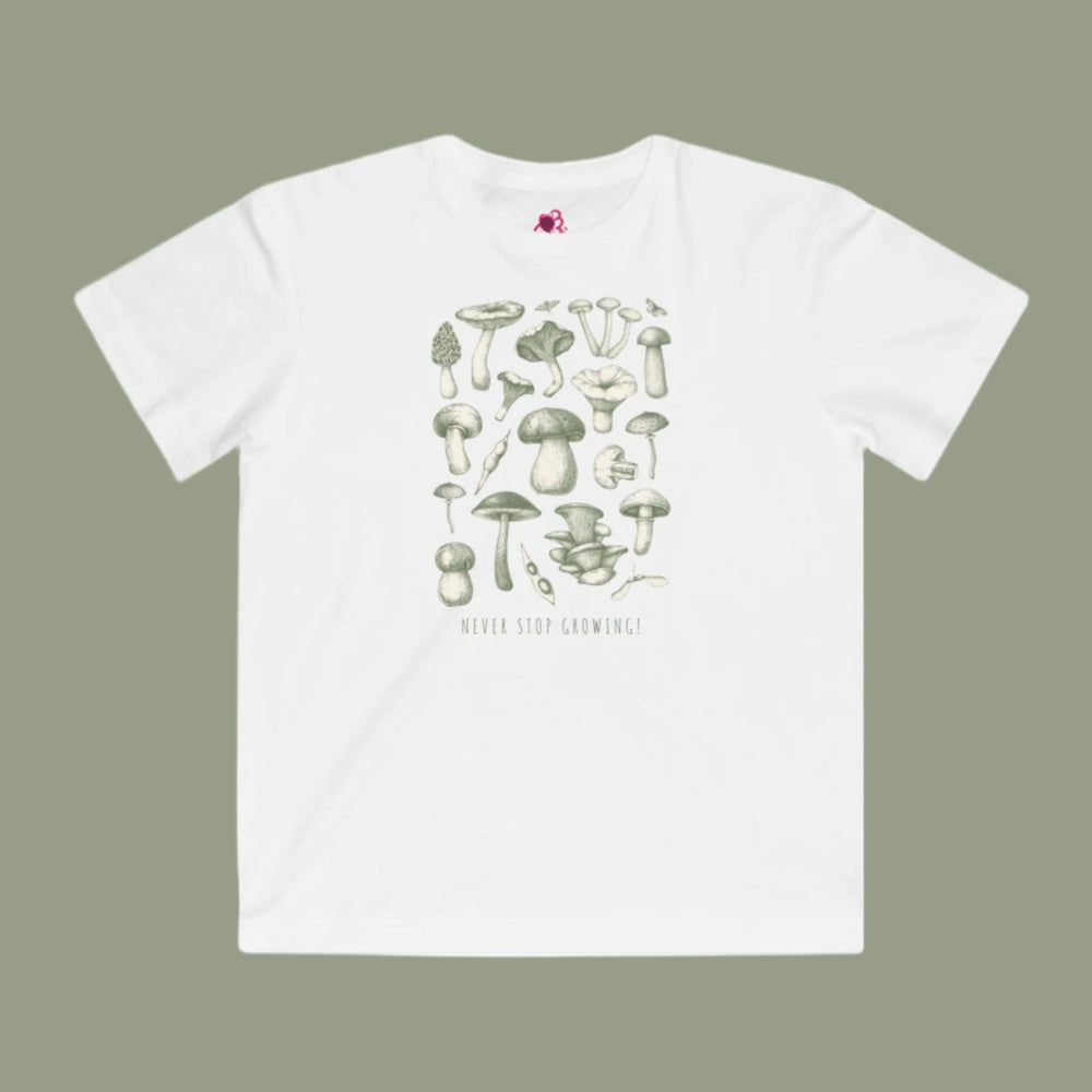 'Mushrooms' Kids Fine Jersey Tee Matching Set soft trendy gardening fungi fungus comfy durable illustrative graphic science everday tee