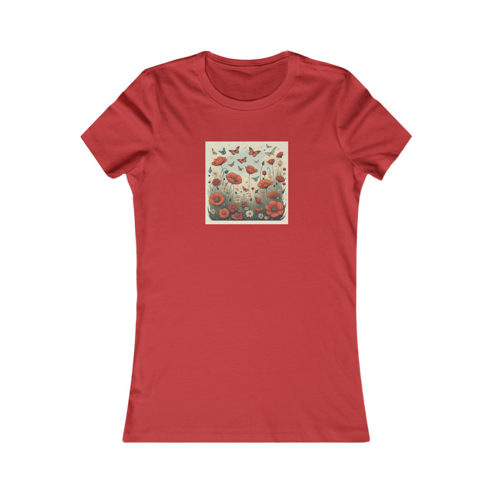 Amongst the Poppies Women's Favorite Cotton Tee Premium Floral T-shirt Gift Fields Wild Flowers Happiness Mindfulness