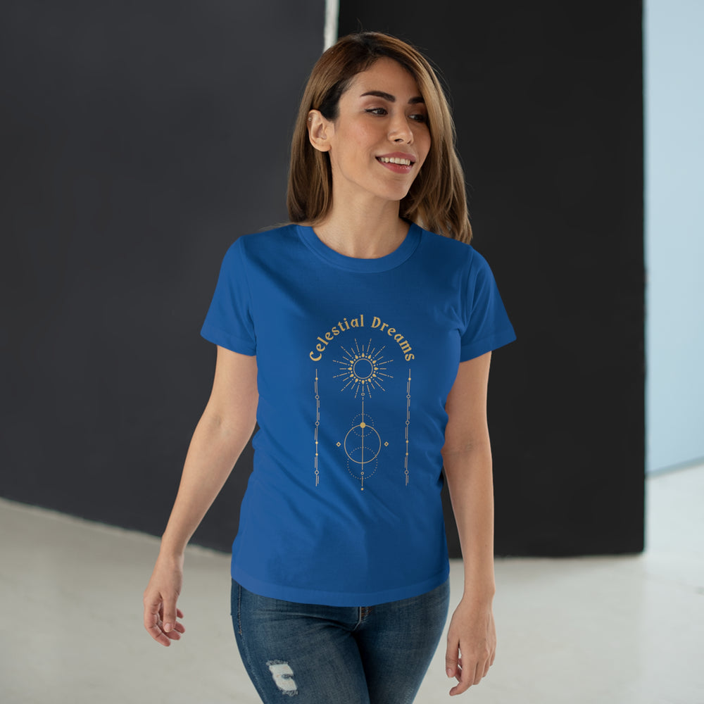 "Celestial Dreams" Women's Premium Tee soft everyday moon stars planets zodiac signs trendy feminism empowerment graphic