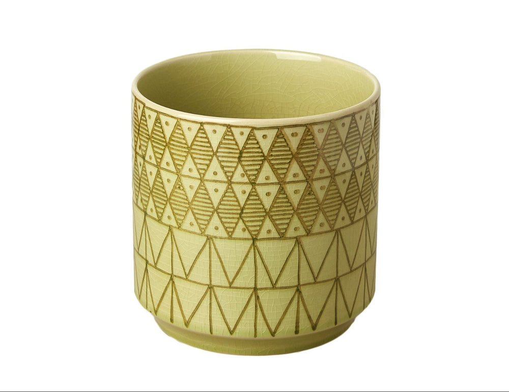 Green geometric Pepe ceramic pot