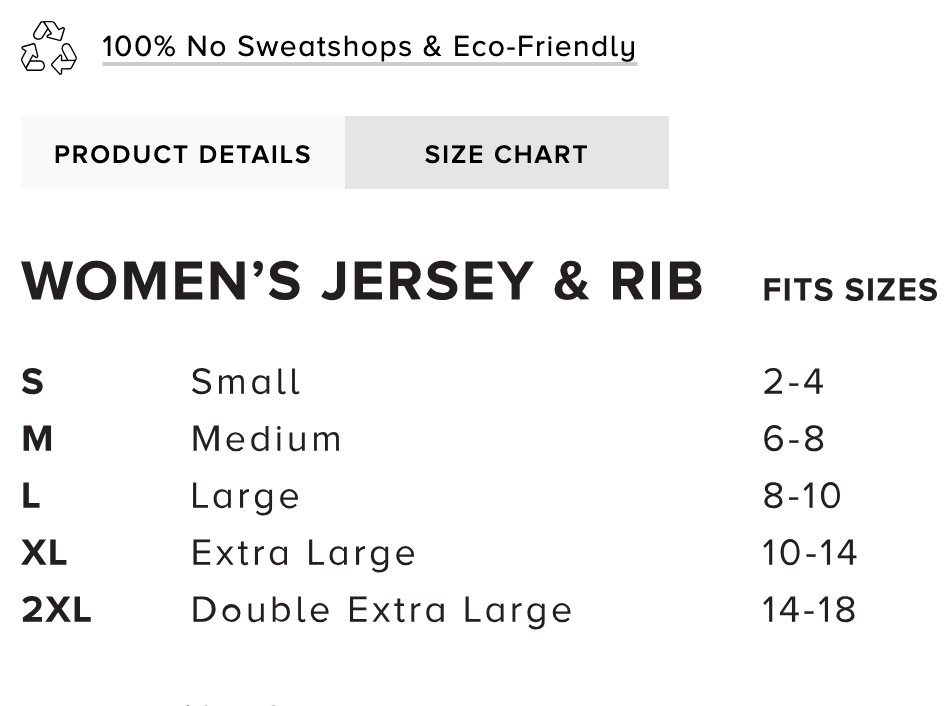 size chart. small is 2-4; medium is 6-8; large is 8-10; XL is 10-14; 2XL is 14-18