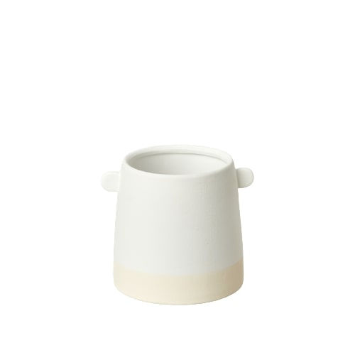 White Knob Cylinder Pot - 5 Inch